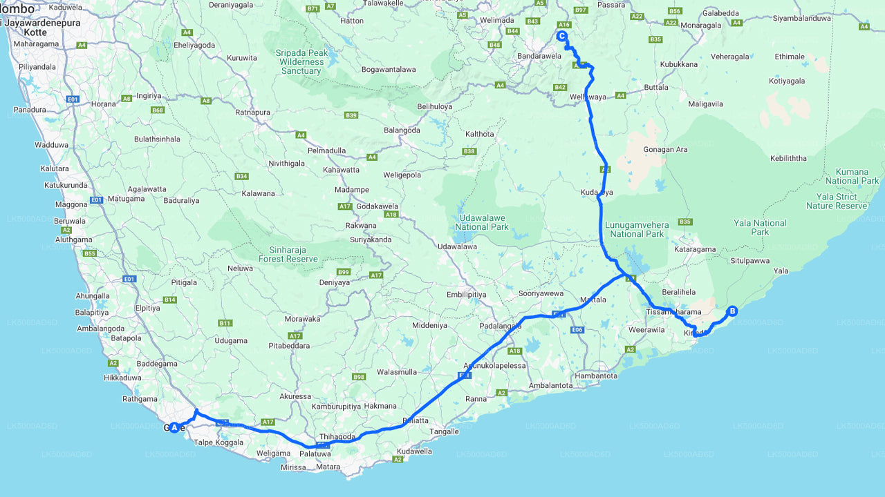 Privaatreis Galle'ist Ellasse Yala Safariga