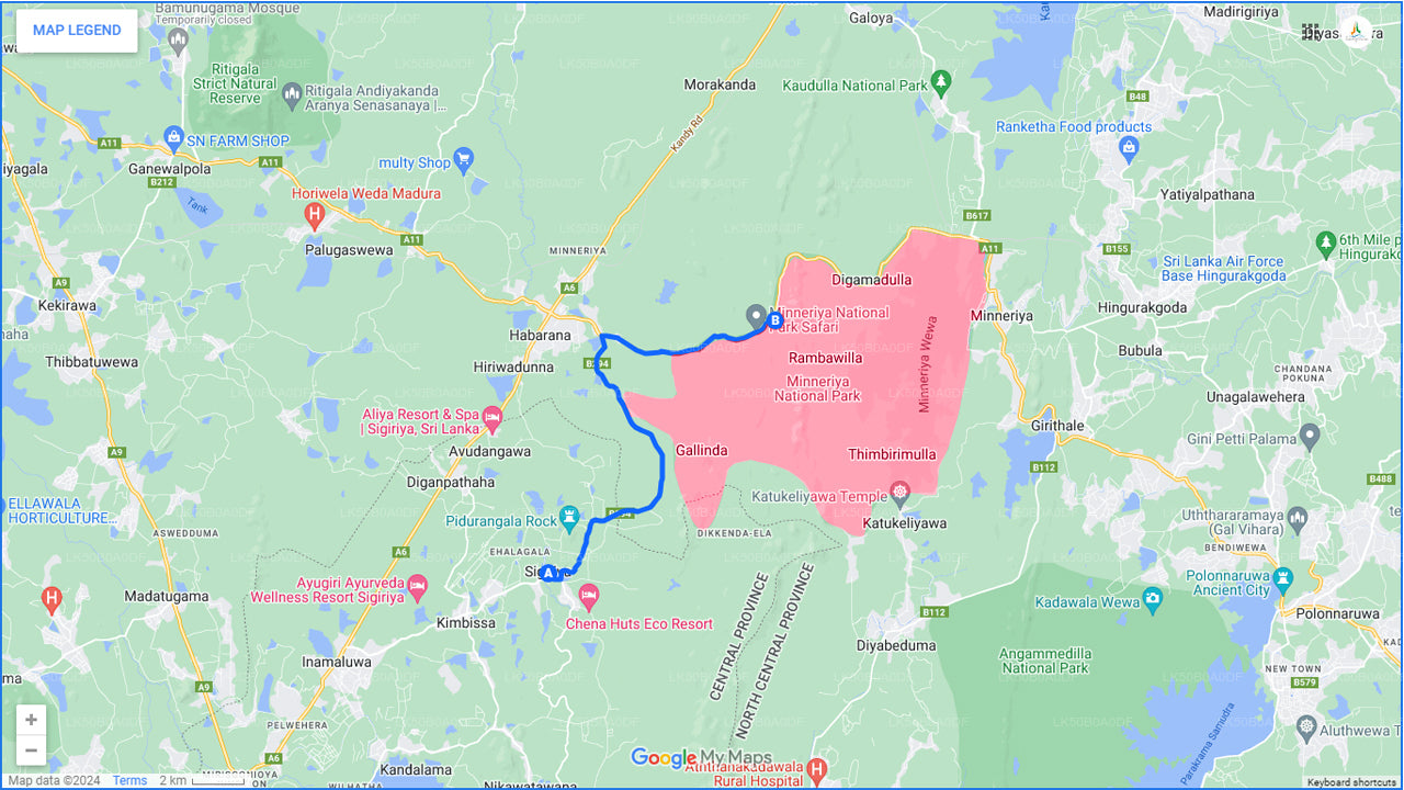 Minneriya rahvuspargi safari Sigiriyast