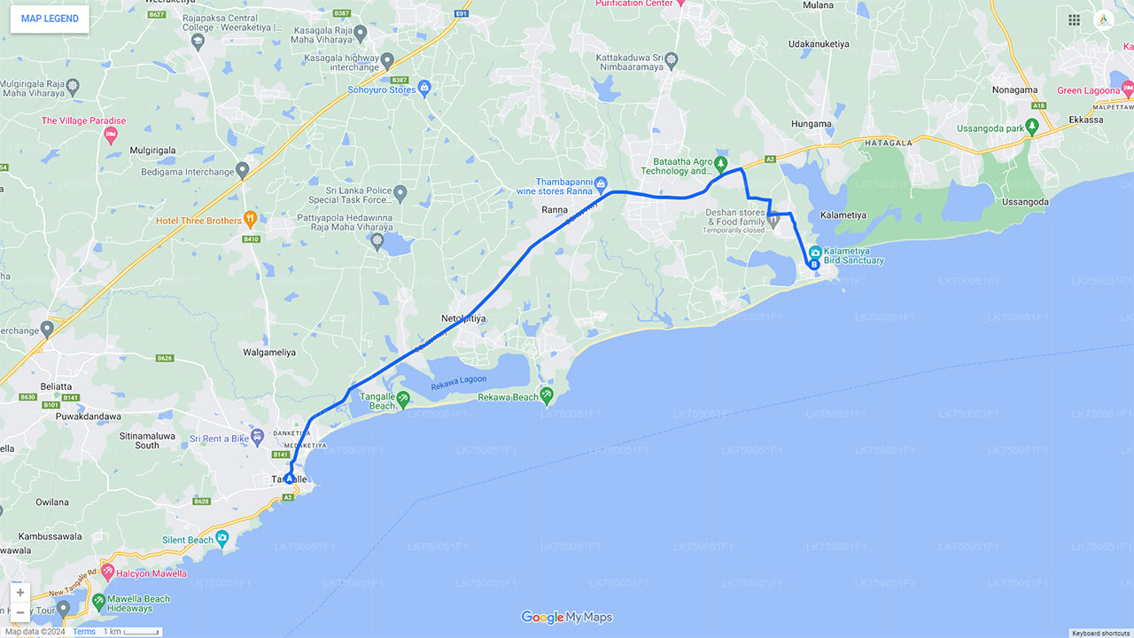 Linnuvaatlus paadiga Kalametiya pühapaigas Tangallest