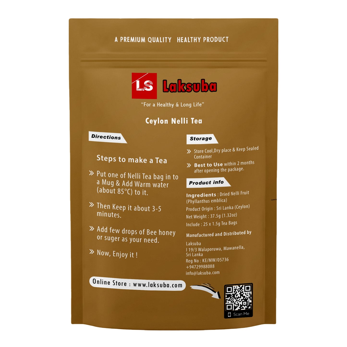 Laksuba Ceylon Nelli tee (37,5 g) 25 teekotti