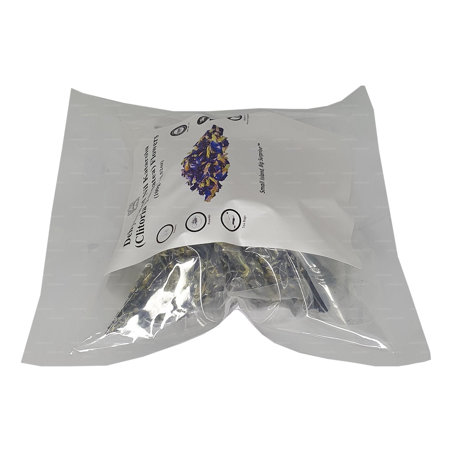 Lakpura® kuivatatud liblikherne (Nil Katarolu; Clitoria Ternatea) õied.