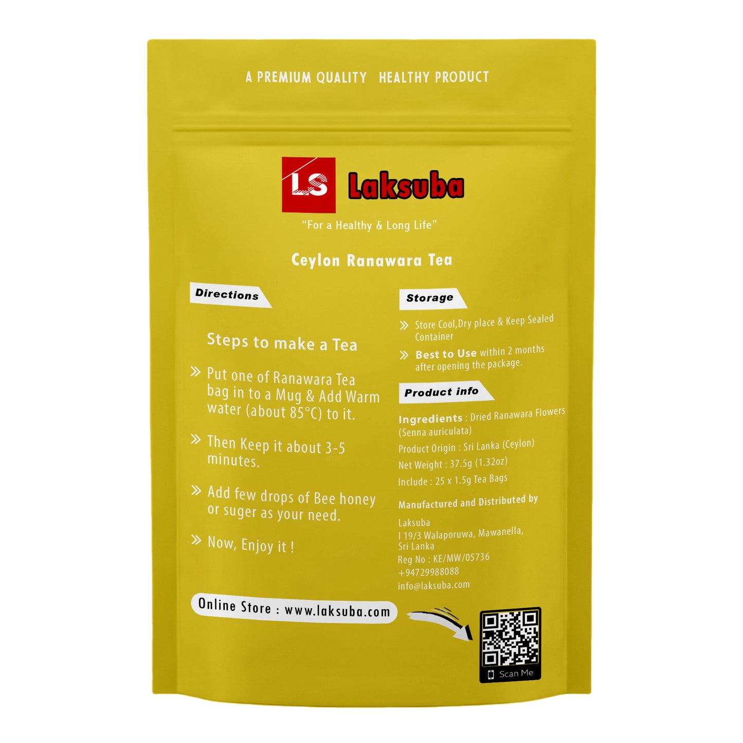 Laksuba Ceylon Ranawara tee (37,5 g) 25 teekotti