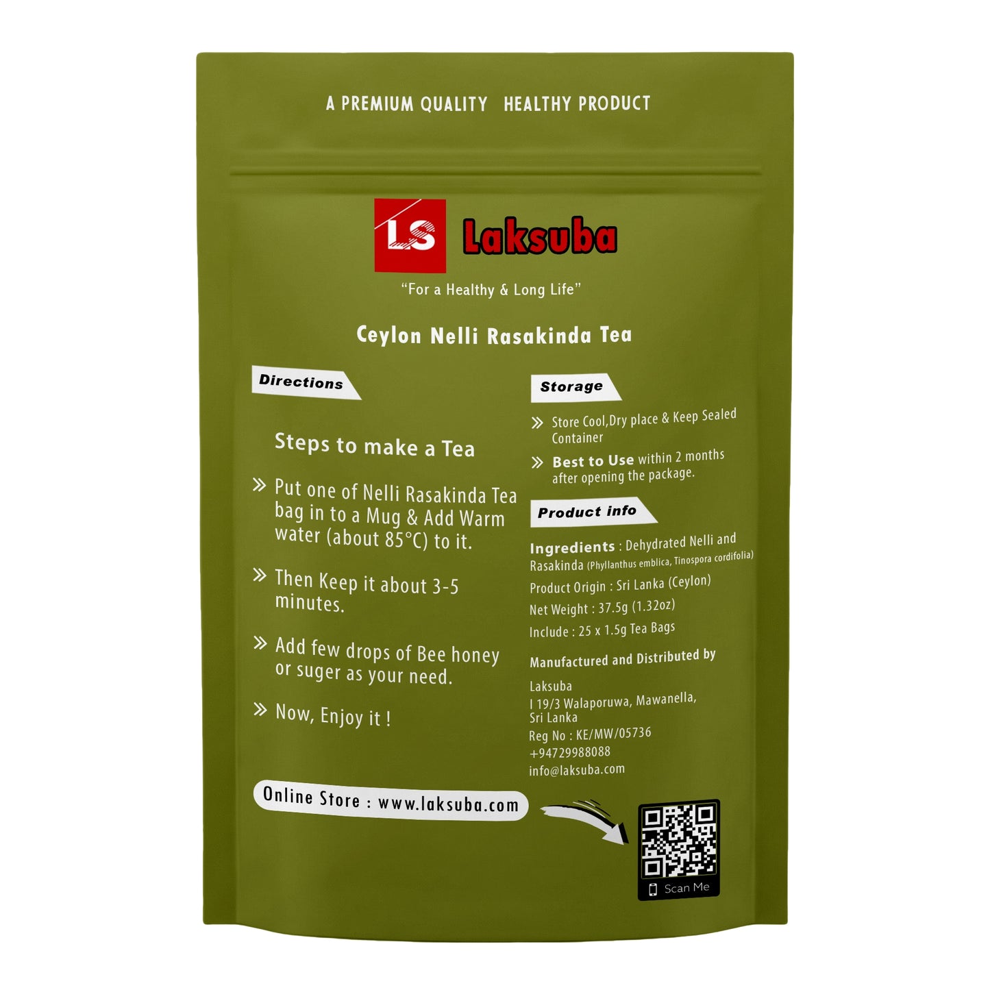 Laksuba Ceylon Nelli Rasakinda tee (37,5 g) 25 teekotti