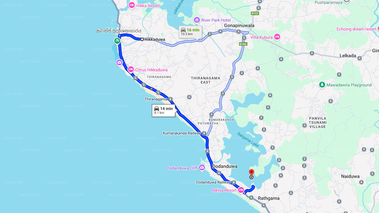 Süstaga sõitmine Rathgama järve ääres Hikkaduwast