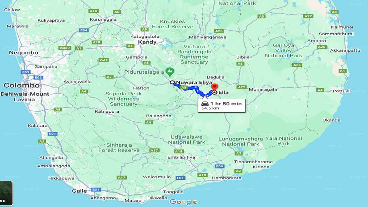 Nuwara Eliya City to Ella City Private Transfer