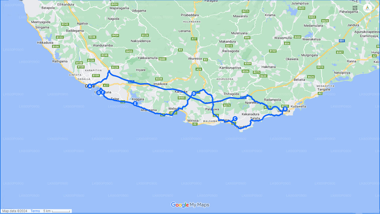 Varjatud templid ja eraldatud rannikualad Galle'ist