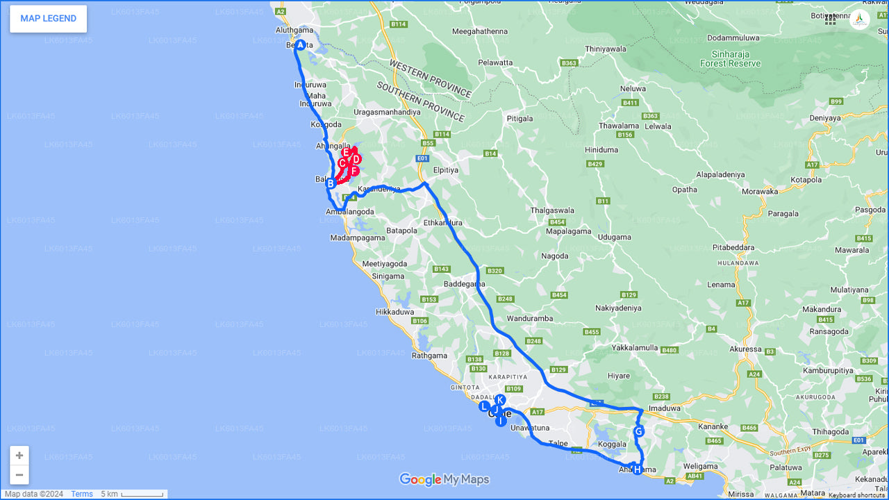 Balapitiya, Handunugoda ja Galle Bentotast