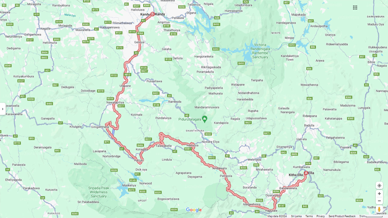 Rongiga Ella ja Kandy vahel (rong nr 1006 "Podi Menike")