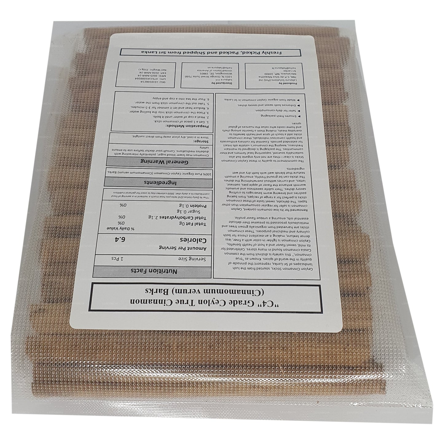Lakpura 'C4' Grade Ceylon True Cinnamon Barks 5" Cut Pack