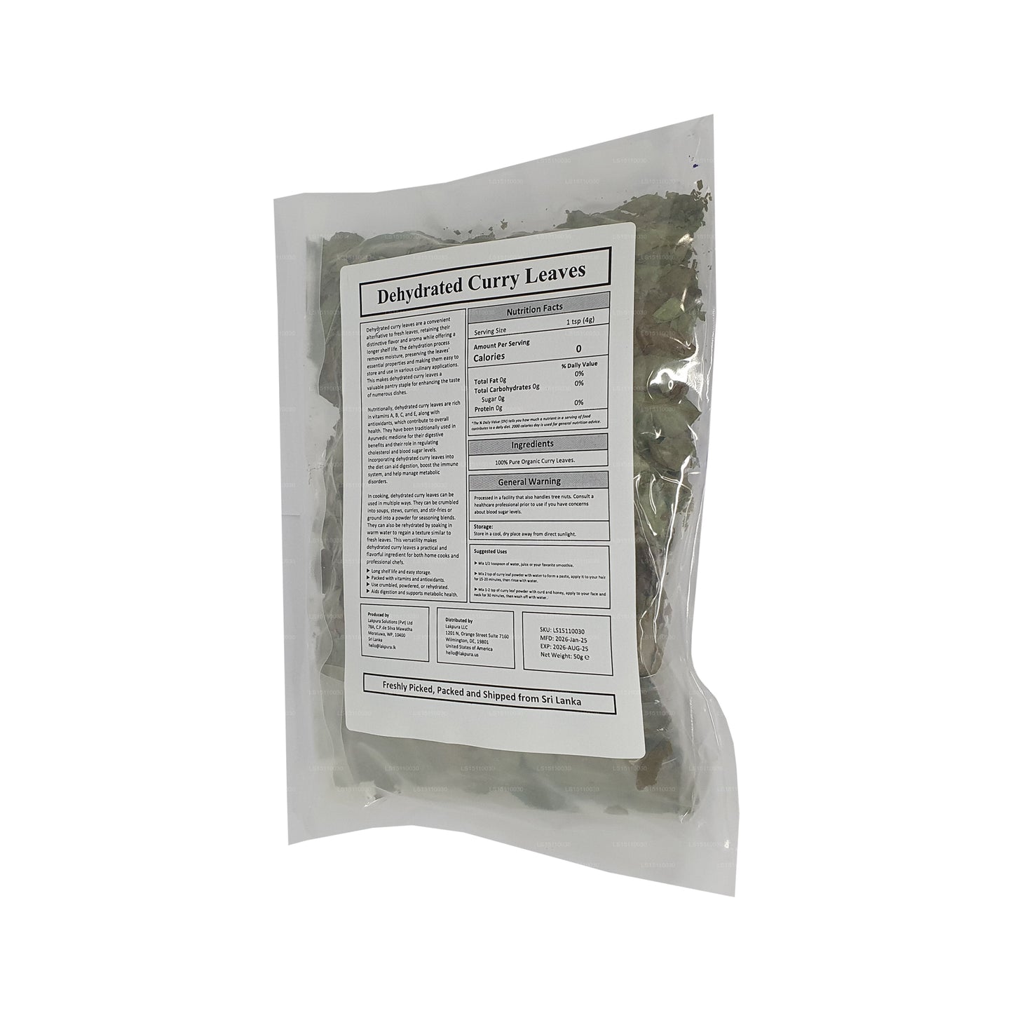 Lakpura® kuivatatud karrilehed