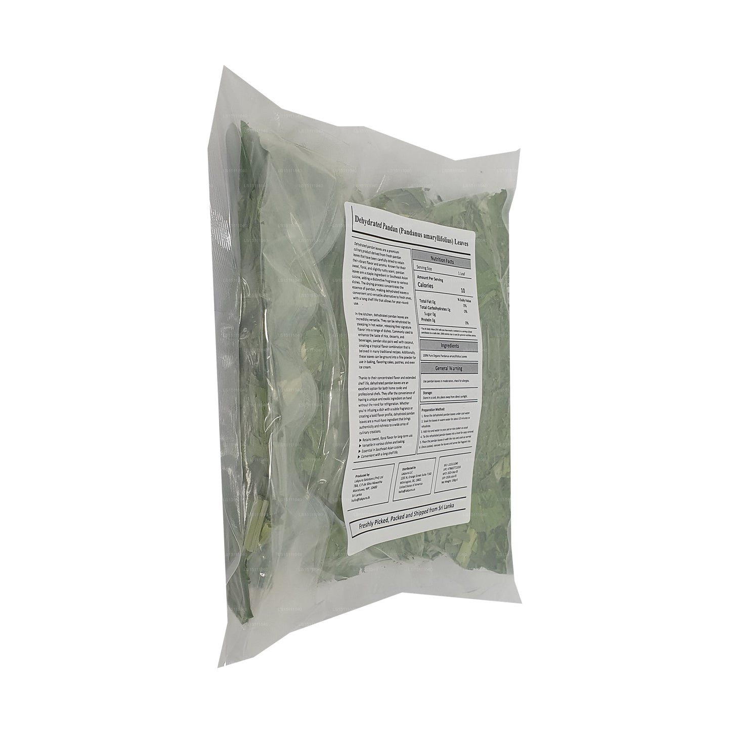 Lakpura® Dehydrated Pandan (Rampe) Leaves