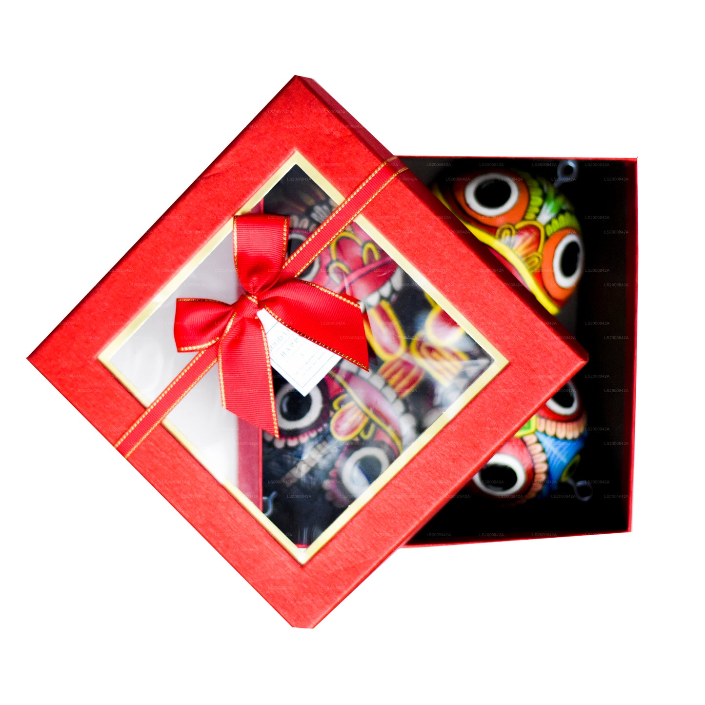 Sri Lankan Traditional Raksha Masks (Mayura, Maru, Agni, Naga) Painted Over Coconut Shells (Pack of 4)