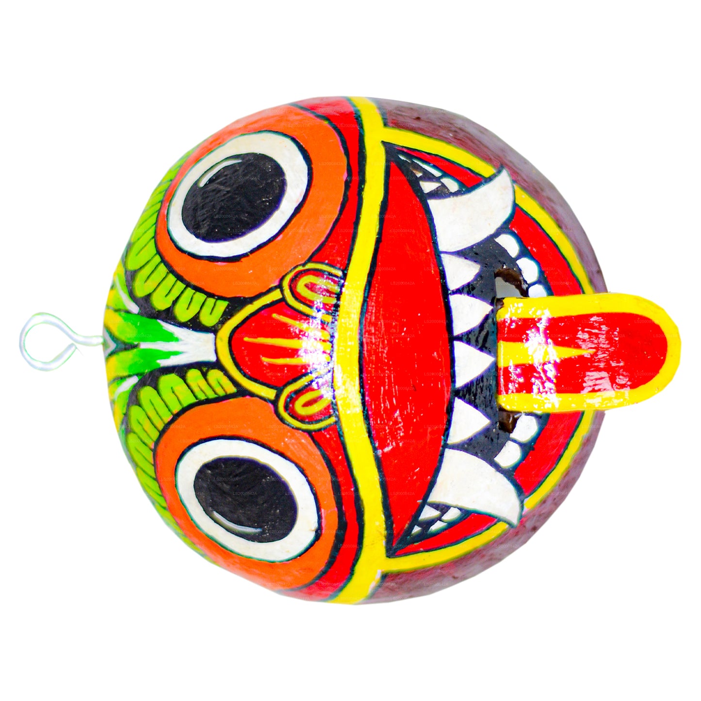 Sri Lankan Traditional Raksha Masks (Mayura, Maru, Agni, Naga) Painted Over Coconut Shells (Pack of 4)