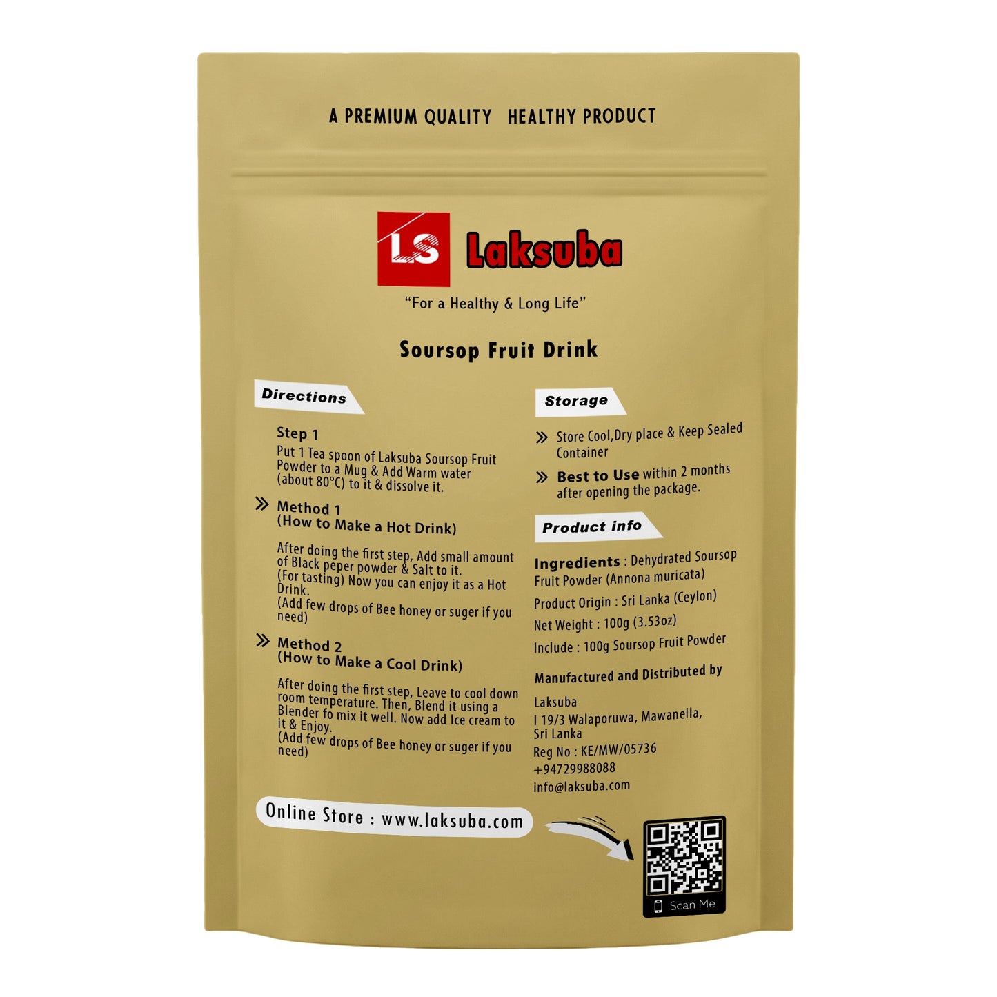 Laksuba Soursop puuviljapulber (100g)