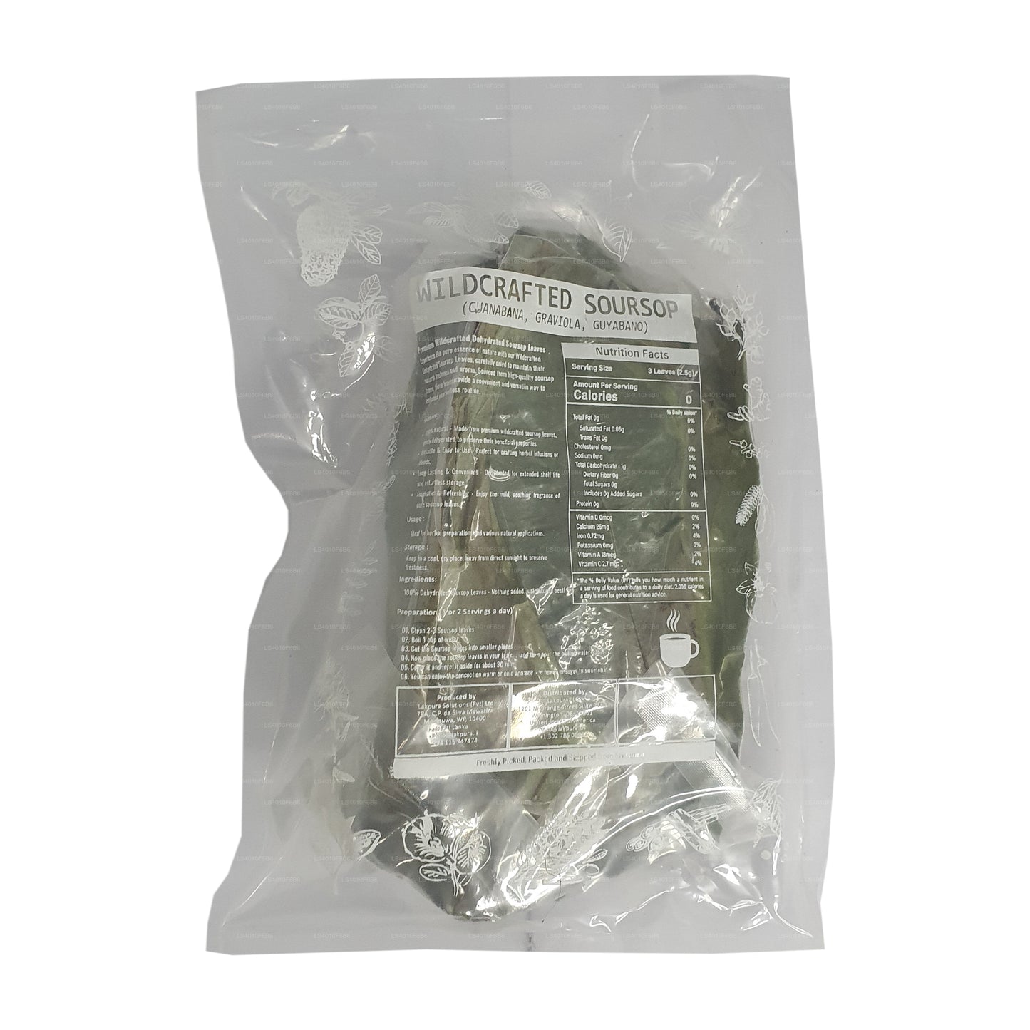 Lakpura® Metsikult korjatud hapukapsa (Guanabana, Graviola, Guyabano) kuivatatud lehed