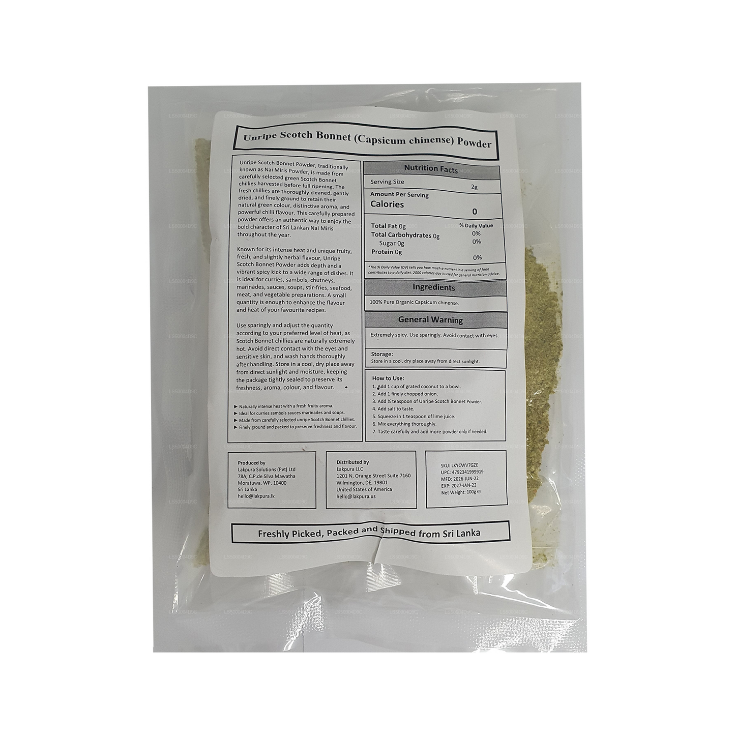 Lakpura® Scotch Bonnet (Nai Miris) Powder