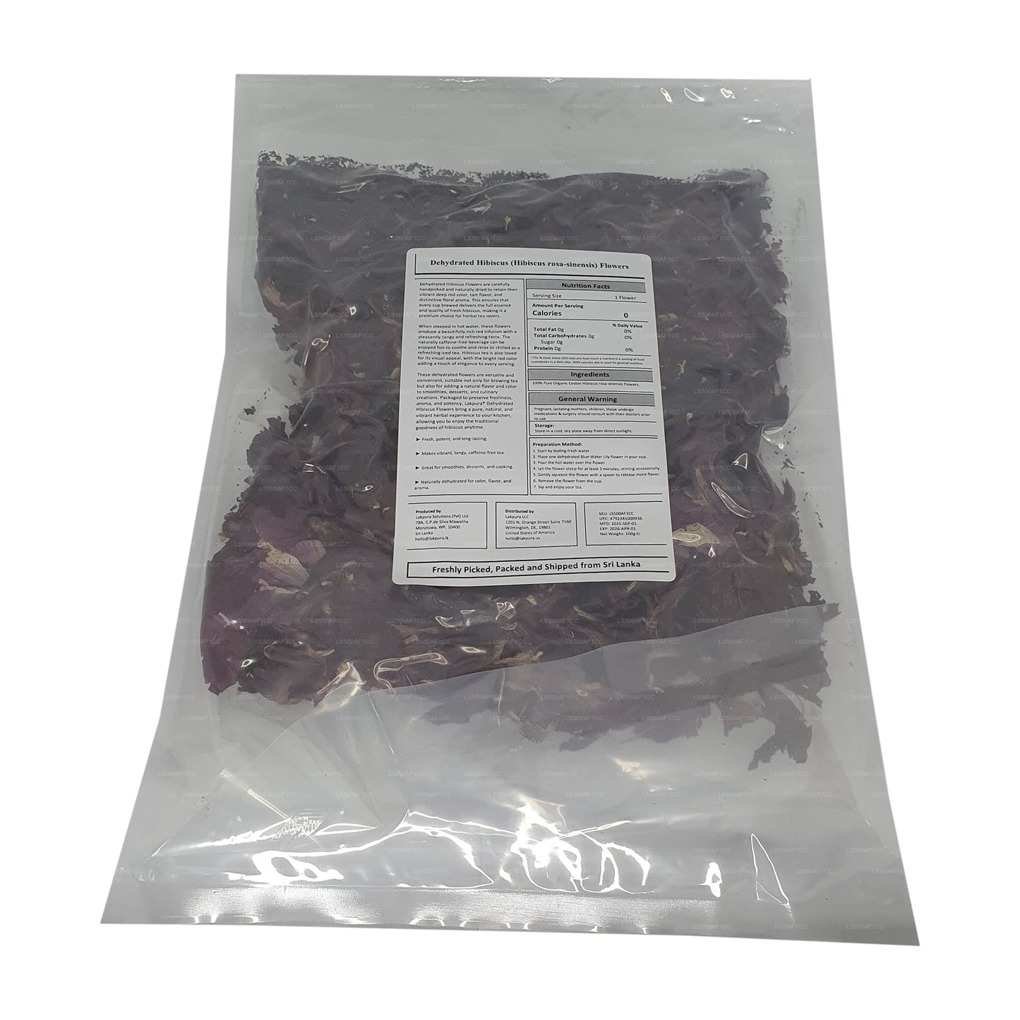 Lakpura® kuivatatud hibiskuseroosi (Wada Mal) õied