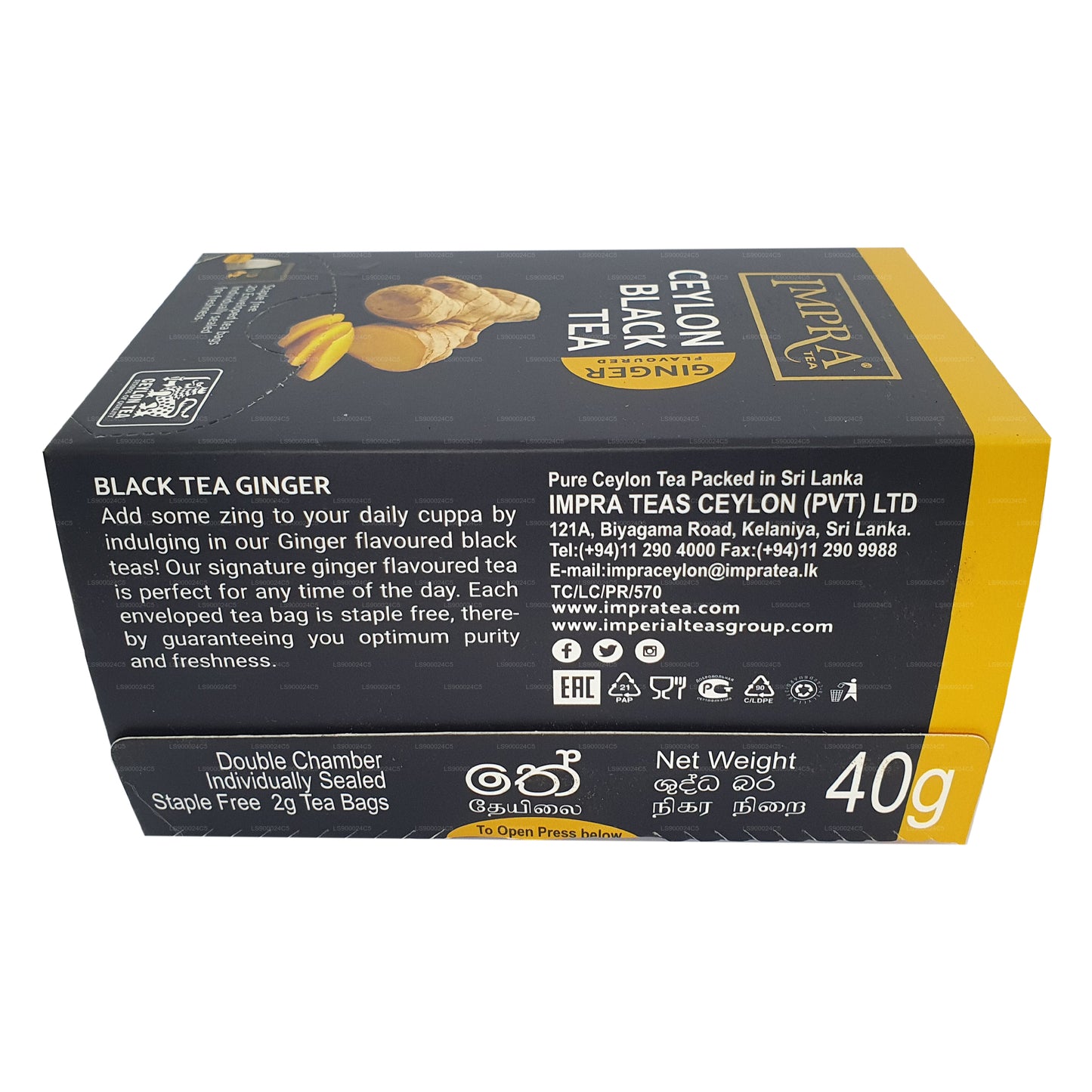Impra Ginger Foil Pack (40g) 20 Tea Bags