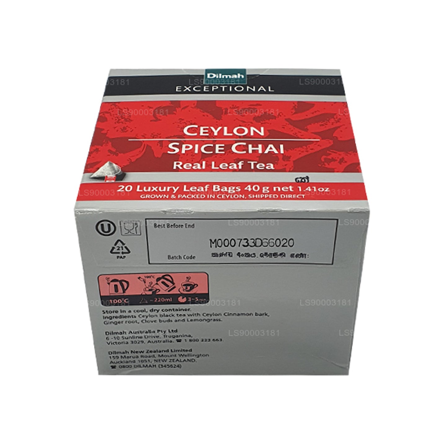 Dilmah Exceptional Ceylon Spice Chai (40g) 20 Tea Bags