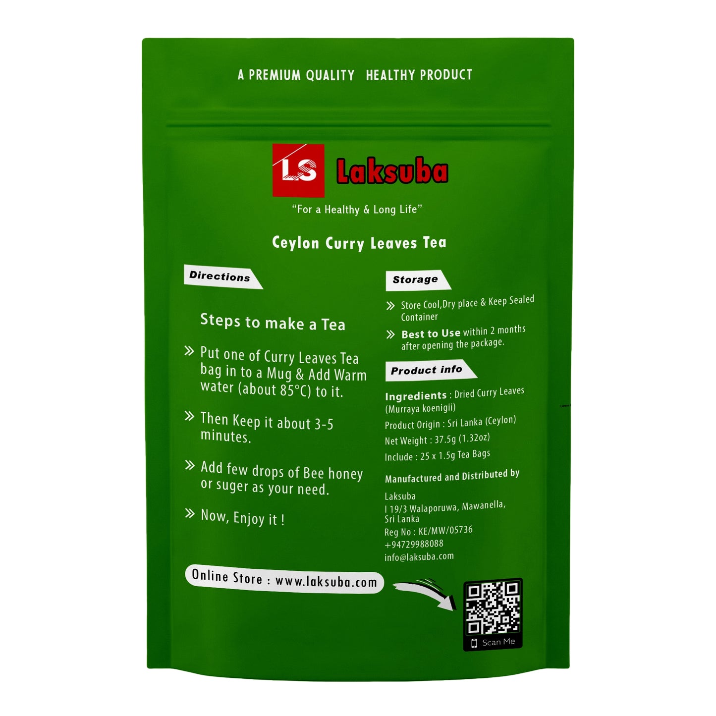 Laksuba Ceyloni karrilehtede tee (37,5 g) 25 teekotti
