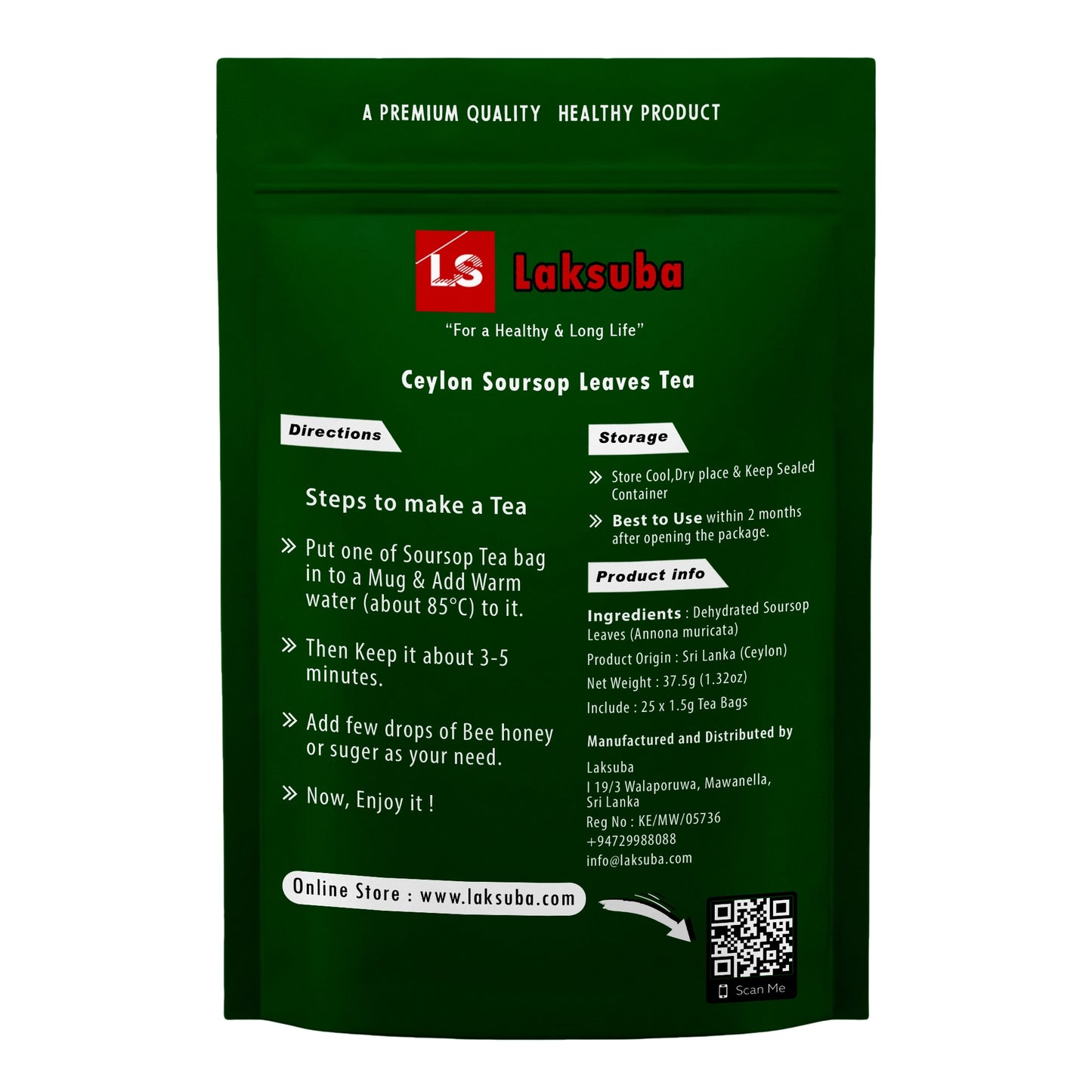 Laksuba Ceyloni hapukapsa lehtedega tee (37,5 g) 25 teekotti
