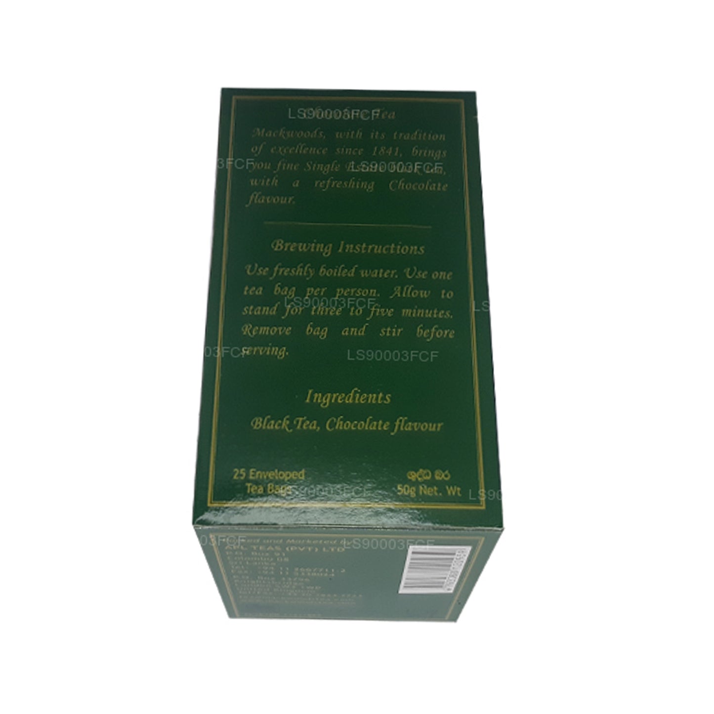 Mackwoods Single Estate Chocolate Flavoured Ceylon Black Tea (50g) 25 Tea Bags