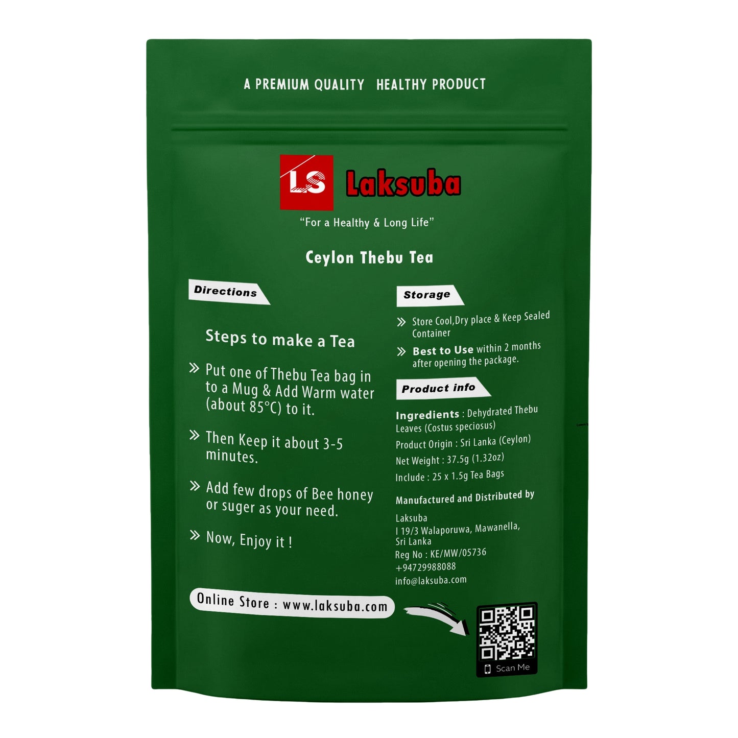 Laksuba Ceylon Thebu tee (37,5 g) 25 teekotti