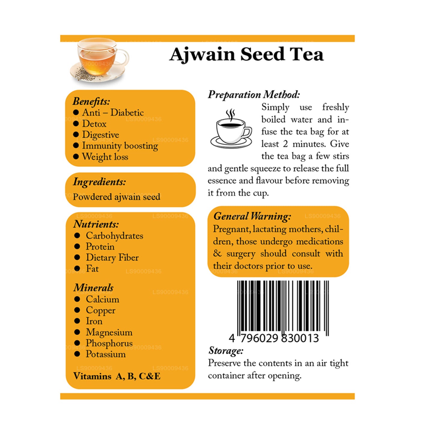 Lifetone Ajwain Seed Tea (30g) 20 Tea Bags