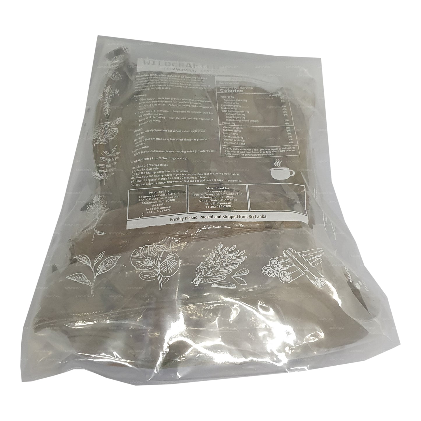 Lakpura® Metsikult korjatud hapukapsa (Guanabana, Graviola, Guyabano) kuivatatud lehed