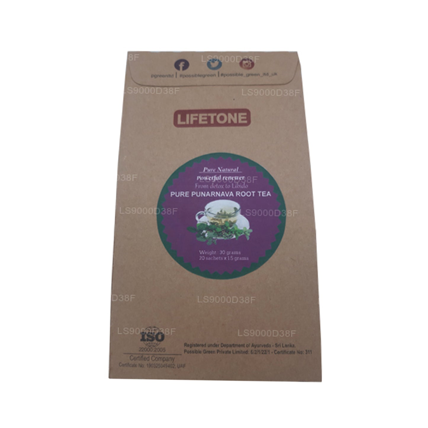Lifetone Punarnava Root Tea (30g) 20 Teabags