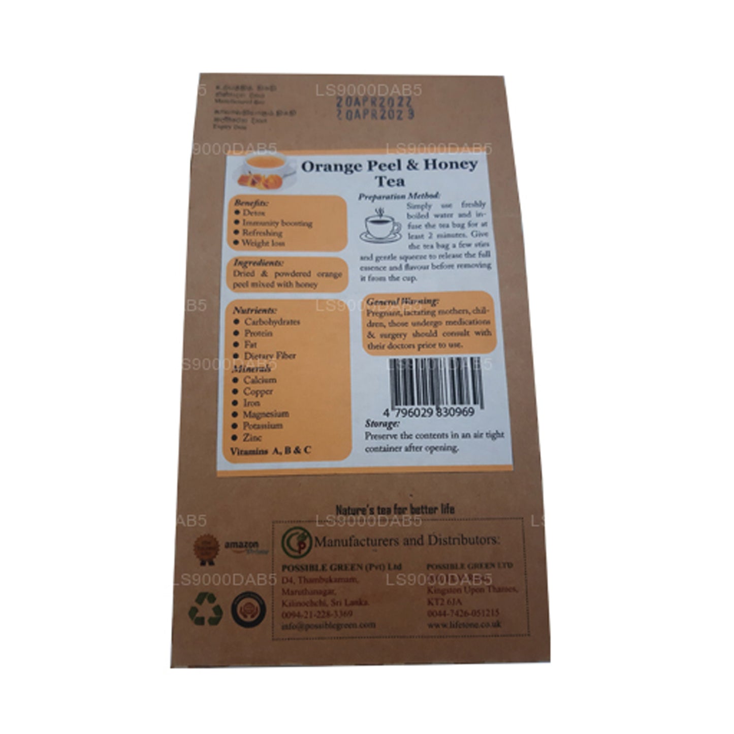 Lifetone Orange Peel Tea (40g) 20 Tea Bags