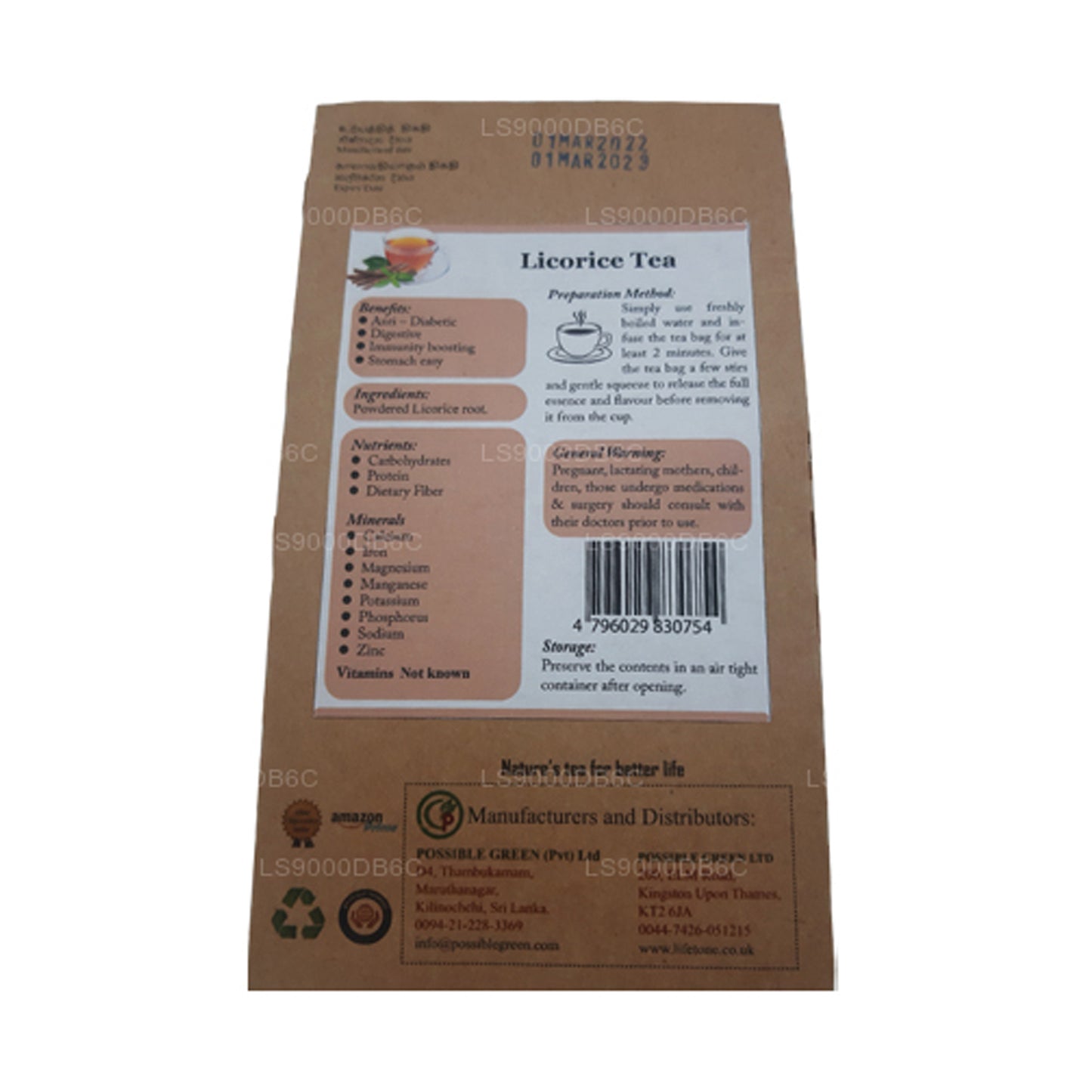 Lifetone Licorice Tea (40g) 20 Tea Bags
