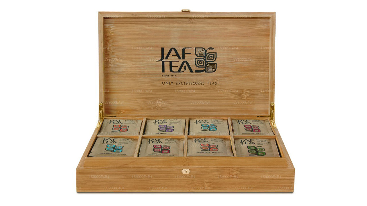 Jaf Tea 8 compartment Bamboo Presenter With Foil Envelop Tea Bags (160g)