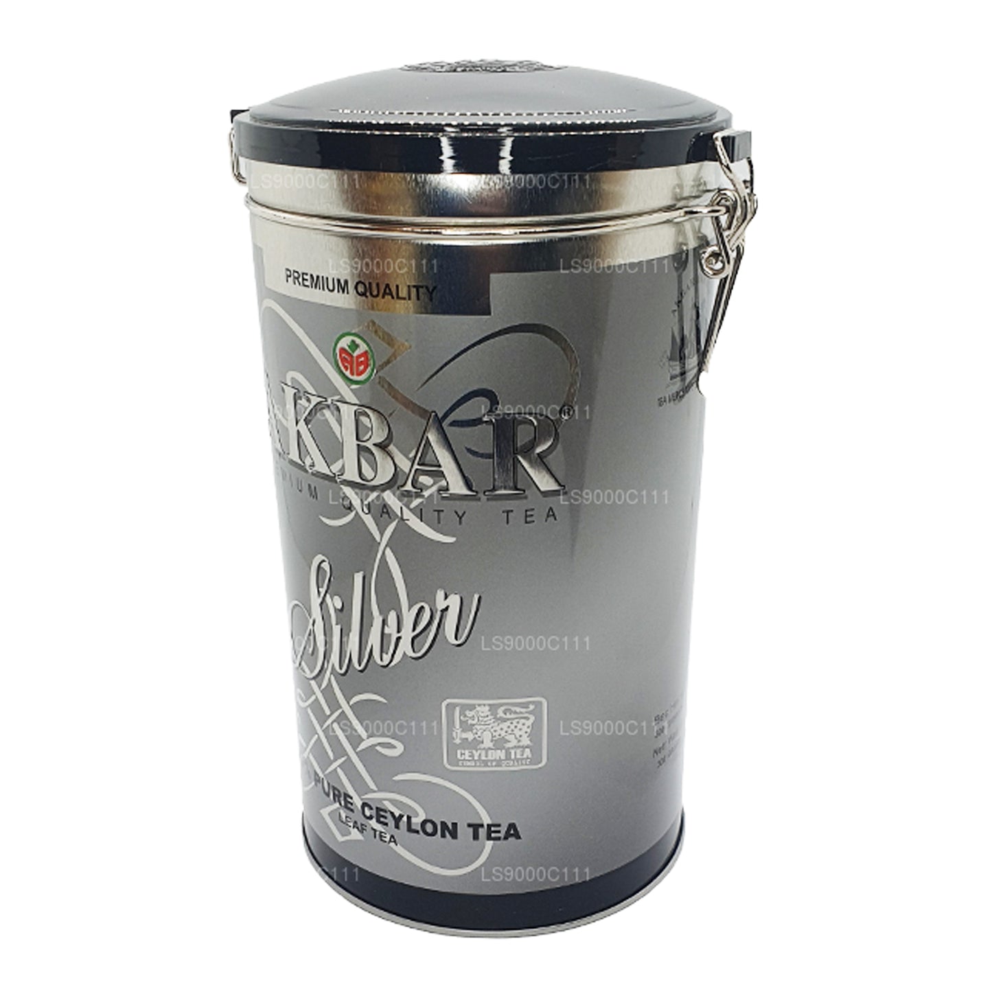 Akbar Premium Quality Silver  Leaf Tea Caddy