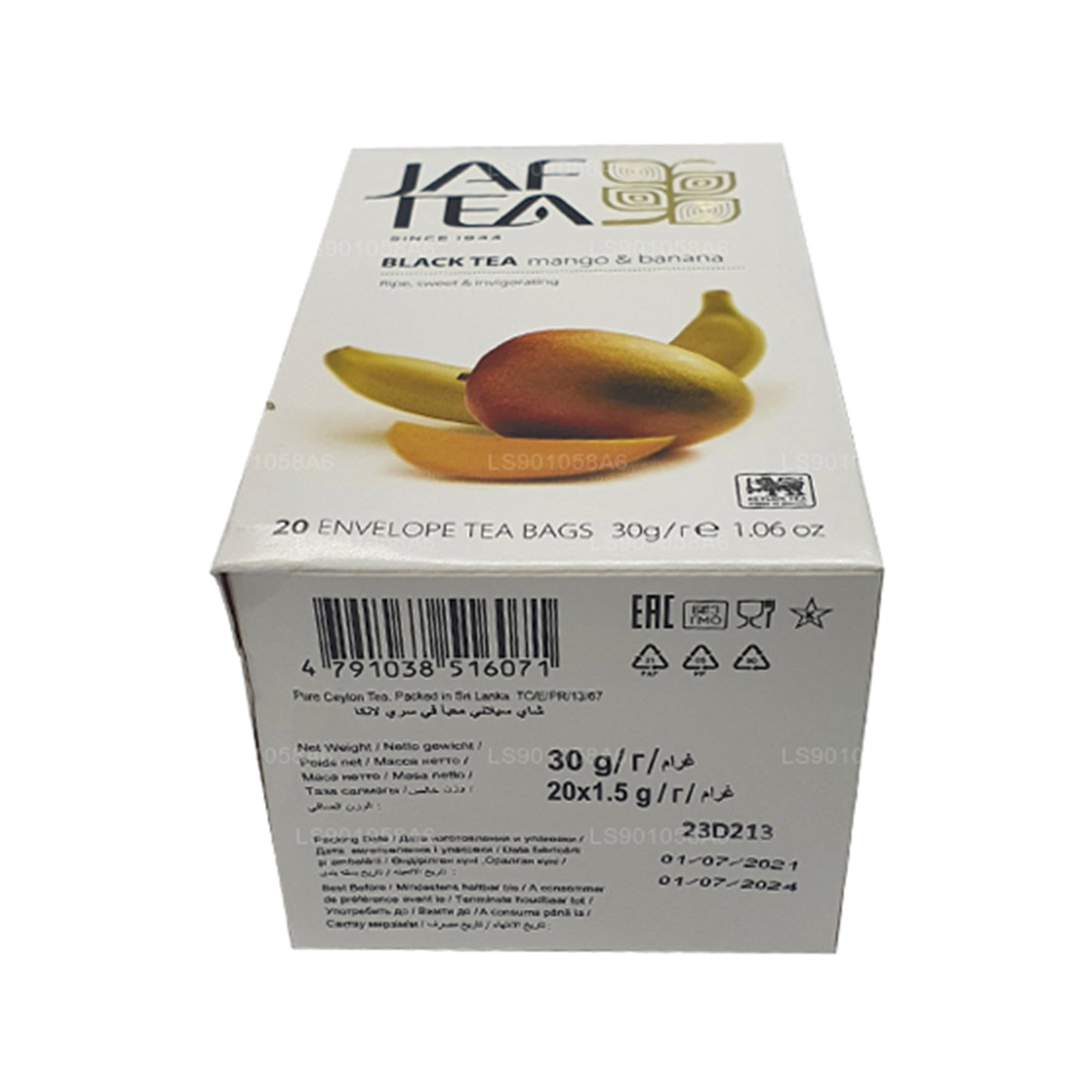 Jaf Tea Pure Fruits Collection Black Tea Mango Banana Foil Envelop Tea Bags (30g)
