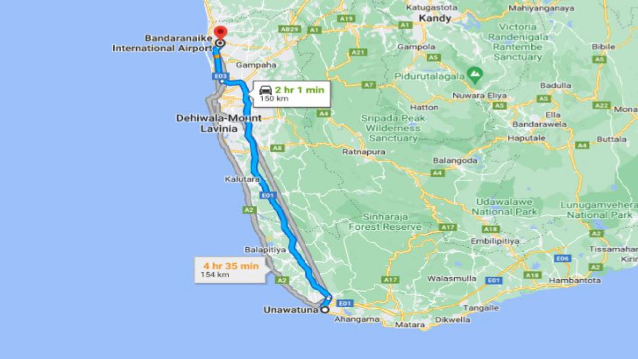 Privaattransport Unawatuna linnast Colombo lennujaama (CMB)