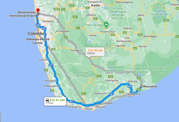 Weerawila City to Colombo City Private Transfer