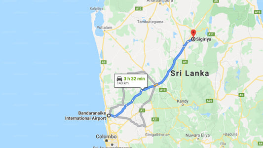Transfer between Colombo (CMB) Airport and Amuna Ayurveda Retreat , Sigiriya
